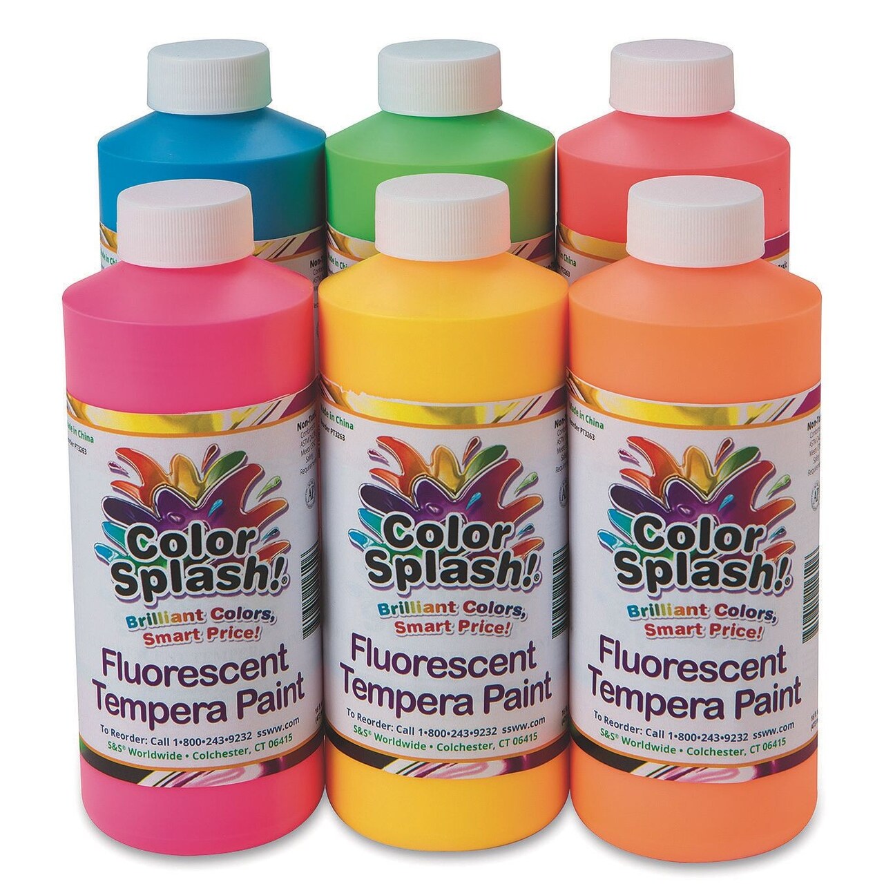 Color Splash!® Neon Liquid Tempera Paint Assortment, 16 oz. (Set of 6)